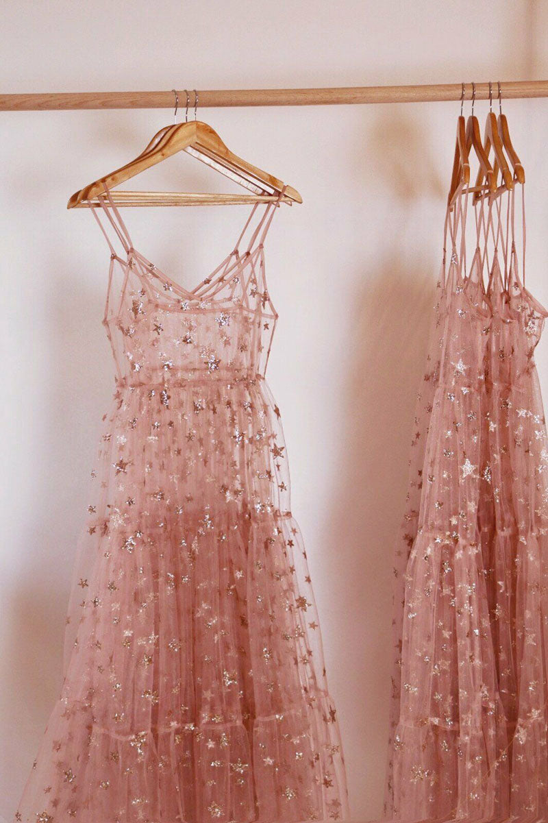 See-through mesh star sequin suspender fairy skirt