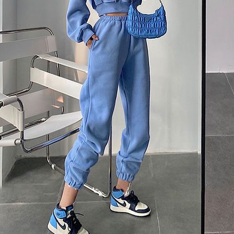 Hoodie High Waist Loose Bunched Sweatpants Two-piece Set