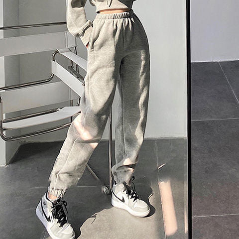 Hoodie High Waist Loose Bunched Sweatpants Two-piece Set