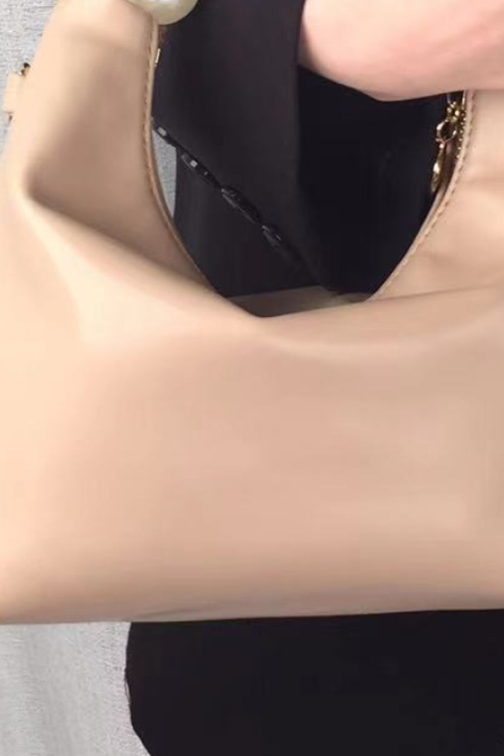 Adored Faux Leather Pearl Handbag